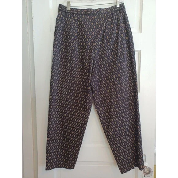 Talbots Woman vintage gold crest navy pants 16Petite stretch preppy old money - Picture 5 of 10